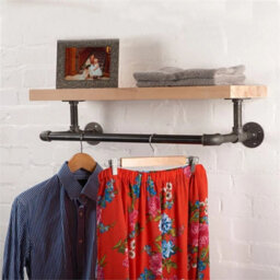 125Cm Pipe Clothes Rail Wall Mounted Garment Hanging Rack - thumbnail 5