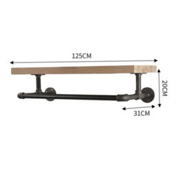 125Cm Pipe Clothes Rail Wall Mounted Garment Hanging Rack - thumbnail 2