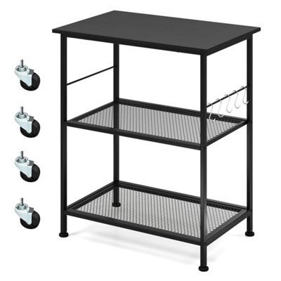 Black 3 Tier Rolling Kitchen Storage Serving Island Cart - image 1