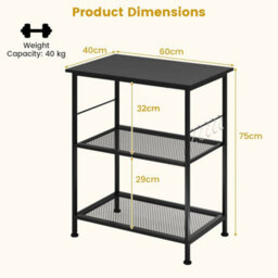 Black 3 Tier Rolling Kitchen Storage Serving Island Cart - thumbnail 2