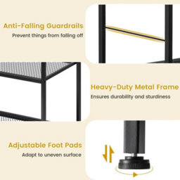 Black 3 Tier Rolling Kitchen Storage Serving Island Cart - thumbnail 4