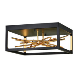 Luminosa Lighting Elstead Hinkley Styx Integrated Led Semi Flush Light Black & Golded Gold, 3000K