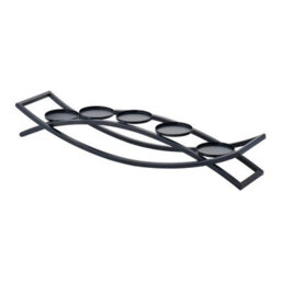 Living And Home Black Iron Arch 5-Candle Holder Rust Resistant Powder Coated Table Centerpiece For Wedding Decor - thumbnail 6