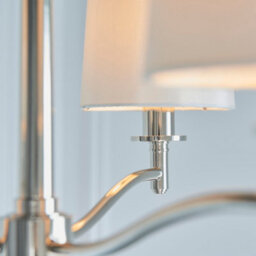 Anson Lighting Orsino Bright Nickel With Vintage White Faux Silk Shade 3 Light Ceiling Pendant - thumbnail 5