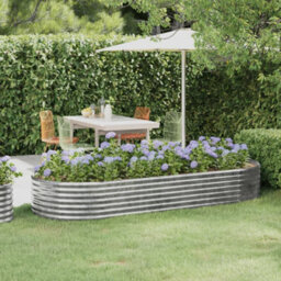 Berkfield Garden Planter Powder-Coated Steel 249X100X36 Cm Silver - thumbnail 1