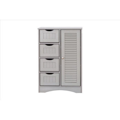Bathroom Storage Cabinet Cupboard 4 Drawers, 2 Shelves & Metal Handle - - Grey - image 1