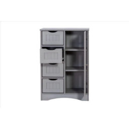 Bathroom Storage Cabinet Cupboard 4 Drawers, 2 Shelves & Metal Handle - - Grey - thumbnail 2