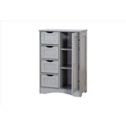Bathroom Storage Cabinet Cupboard 4 Drawers, 2 Shelves & Metal Handle - - Grey - thumbnail 4