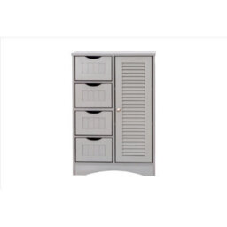 Bathroom Storage Cabinet Cupboard 4 Drawers, 2 Shelves & Metal Handle - - Grey - thumbnail 1