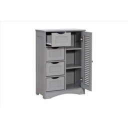 Bathroom Storage Cabinet Cupboard 4 Drawers, 2 Shelves & Metal Handle - - Grey - thumbnail 3