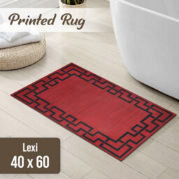 Ameha Lexi Modern Printed Rug Bedroom Bed Side Mat 40X60 Cm Greek Key / Meander Pattern Rugs - thumbnail 1