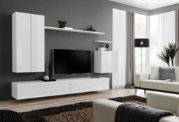 "Arte Switch Ii 270Cm White Gloss Wall-Mounted Entertainment Unit - Sleek Media Suite For Tvs Up To 70"""
