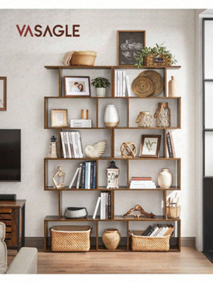LEDREM Bookshelf, 6-Tier Bookcase, Room Divider, Cube Display Shelf, Freestanding Storage Shelf, For Living Room, Bedroom, Office - image 1