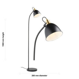 First Choice Lighting Acrobat - Matt Black & Gold Industrial Floor Lamp - thumbnail 9