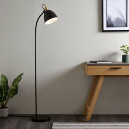 First Choice Lighting Acrobat - Matt Black & Gold Industrial Floor Lamp - thumbnail 8
