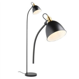First Choice Lighting Acrobat - Matt Black & Gold Industrial Floor Lamp - thumbnail 1