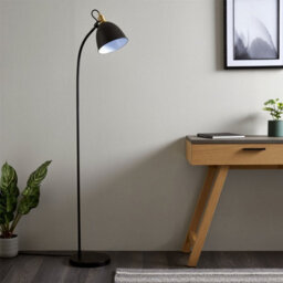 First Choice Lighting Acrobat - Matt Black & Gold Industrial Floor Lamp - thumbnail 7