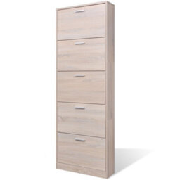 Berkfield Oak Look Wooden Shoe Cabinet With 5 Compartments - thumbnail 2