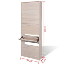 Berkfield Oak Look Wooden Shoe Cabinet With 5 Compartments - thumbnail 5