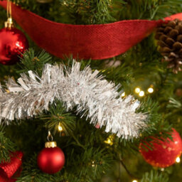 2M Premium Christmas Foil Tinsel Garland 2Pack Red & Silver - thumbnail 6