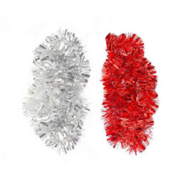 2M Premium Christmas Foil Tinsel Garland 2Pack Red & Silver - thumbnail 3