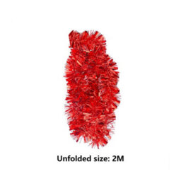 2M Premium Christmas Foil Tinsel Garland 2Pack Red & Silver - thumbnail 4
