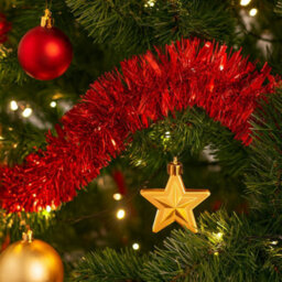 2M Premium Christmas Foil Tinsel Garland 2Pack Red & Silver - thumbnail 5