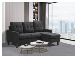 Kosy Koala Corner Sofa Fabric Sectional Sofa With Ottoman L-Shaped Black Sofa Couch Reversible 3-Seater - thumbnail 1