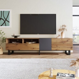 Btm 180Cm Tv Cabinet Tv Stand With Wood Grain Texture Modern Living Room Furniture - thumbnail 4