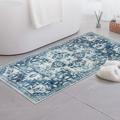 Ameha Cashmere Door Mat 40X60 Cm Non Slip Kitchen Floor Blue & Beige Rug Luxury Entrance Indoor/outdoor Tranquil Mats - image 1