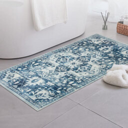 Ameha Cashmere Door Mat 40X60 Cm Non Slip Kitchen Floor Blue & Beige Rug Luxury Entrance Indoor/outdoor Tranquil Mats