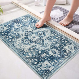 Ameha Cashmere Door Mat 40X60 Cm Non Slip Kitchen Floor Blue & Beige Rug Luxury Entrance Indoor/outdoor Tranquil Mats - thumbnail 2