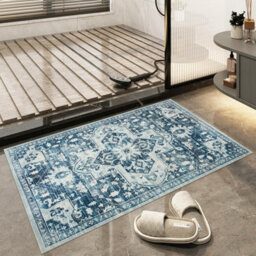 Ameha Cashmere Door Mat 40X60 Cm Non Slip Kitchen Floor Blue & Beige Rug Luxury Entrance Indoor/outdoor Tranquil Mats - thumbnail 5