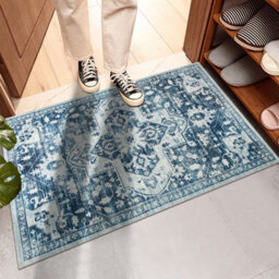 Ameha Cashmere Door Mat 40X60 Cm Non Slip Kitchen Floor Blue & Beige Rug Luxury Entrance Indoor/outdoor Tranquil Mats - thumbnail 6