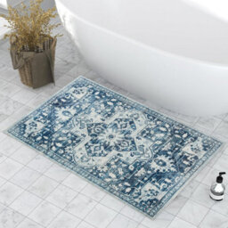 Ameha Cashmere Door Mat 40X60 Cm Non Slip Kitchen Floor Blue & Beige Rug Luxury Entrance Indoor/outdoor Tranquil Mats - thumbnail 4