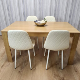 Kosy Koala Modern Dining Table Set With 4 Cream Gem Pattern Chairs Dining Room Furniture - thumbnail 2