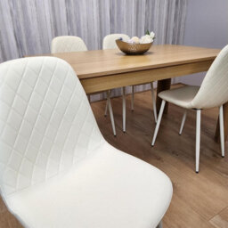 Kosy Koala Modern Dining Table Set With 4 Cream Gem Pattern Chairs Dining Room Furniture - thumbnail 3