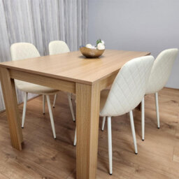 Kosy Koala Modern Dining Table Set With 4 Cream Gem Pattern Chairs Dining Room Furniture - thumbnail 1