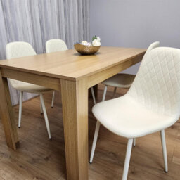 Kosy Koala Modern Dining Table Set With 4 Cream Gem Pattern Chairs Dining Room Furniture - thumbnail 6