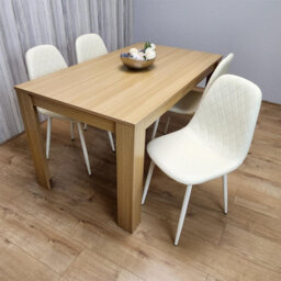 Kosy Koala Modern Dining Table Set With 4 Cream Gem Pattern Chairs Dining Room Furniture - thumbnail 7