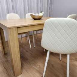Kosy Koala Modern Dining Table Set With 4 Cream Gem Pattern Chairs Dining Room Furniture - thumbnail 4