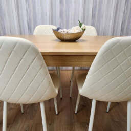 Kosy Koala Modern Dining Table Set With 4 Cream Gem Pattern Chairs Dining Room Furniture - thumbnail 5