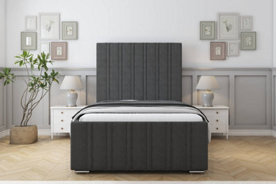 "Sloomy Radcliffe Graphite Dumfries Bed Frame With Mattress With 50"" Upholstered Headboard 4' Small Double" - image 1