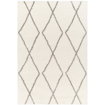 Livabliss Cloudy Shaggy-Modern Ivory Grey Soft Plush Pile Living Bedroom Rug 160 X 213 Cm Easy Care, Non Shedding - image 1