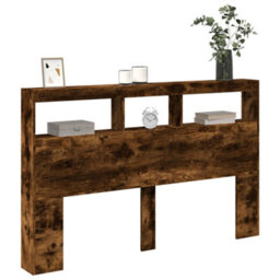 Berkfield Headboard Cabinet With Led Smoked Oak 160X17X102 Cm - thumbnail 5