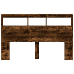 Berkfield Headboard Cabinet With Led Smoked Oak 160X17X102 Cm - thumbnail 6