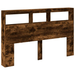 Berkfield Headboard Cabinet With Led Smoked Oak 160X17X102 Cm - thumbnail 3