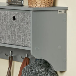 Sobuy Storage Cabinet With 3 Baskets & 5 Hooks 39.4X7.9X12.2 Inch Frg282-Hg - Gray - thumbnail 4