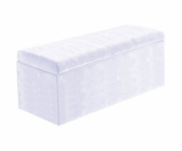 90Cm Large Plain Safar Storage Ottoman Box, White Plush Velvet Upholstered Deep Storage Ottoman End Of Bed Bench - thumbnail 4