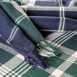 Ehc Highland Large Cotton Throw For Double Bed, Sofa Or Armchair, 150Cm X 200Cm, Navy Blue - thumbnail 2